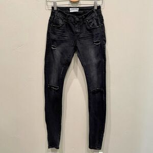 One Teaspoon Mid Waist Hoodlums Fitted Bow Leg Jeans - Size: 28